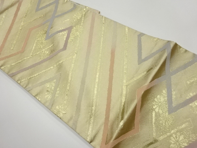JAPANESE KIMONO / VINTAGE FUKURO OBI / WOVEN CHRYSANTHEMUM